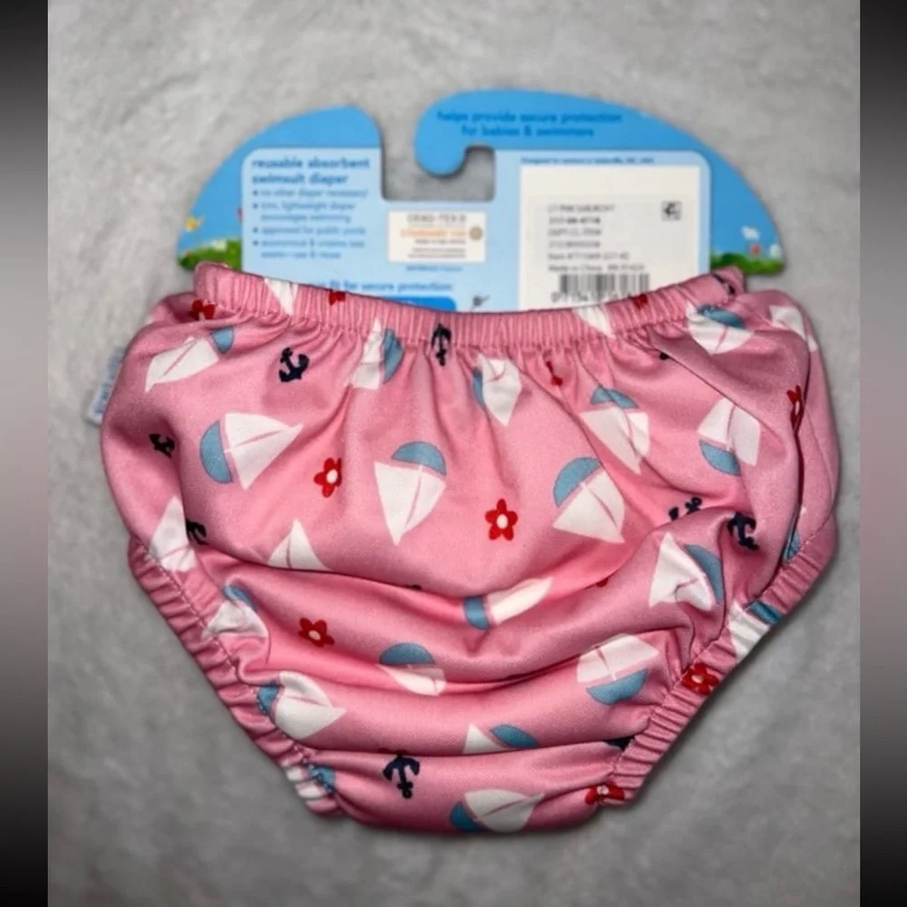 New Reusable Pink Nautical Swim Diaper Size 6M